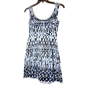 Elie Tahari Blue White Abstract Print Sleeveless Dress Size Small